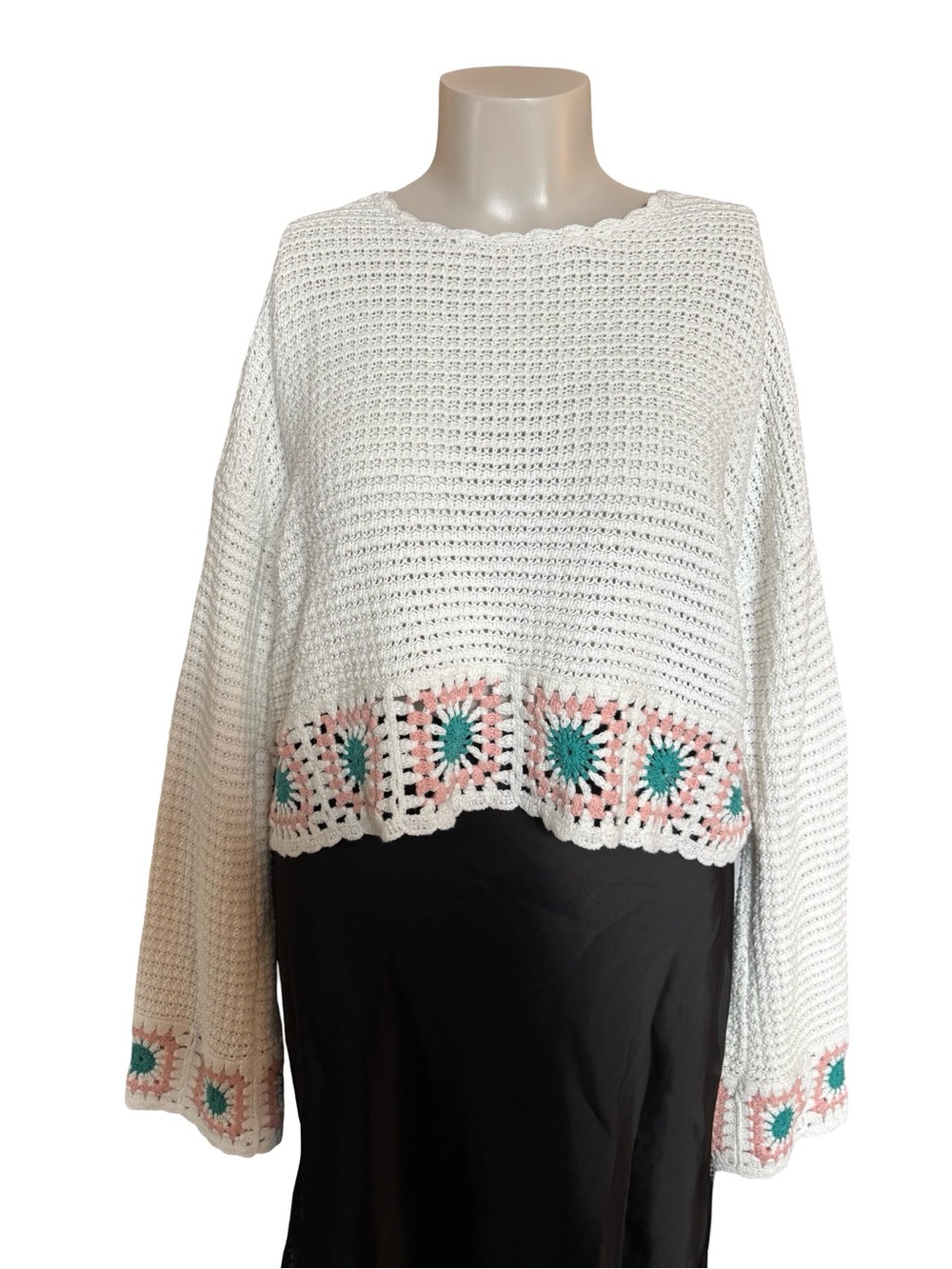 Sincerely Jules White Open-Knit Crochet Pullover - Picture 2 of 5